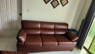 5 seater Brown Leatherite couch