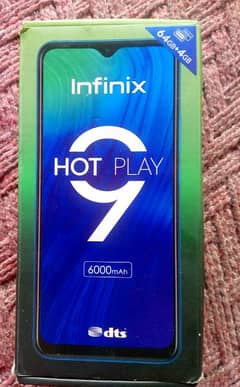 Infinix hot 9 play 4/64 box sat hai Whatsapp o3o74937491