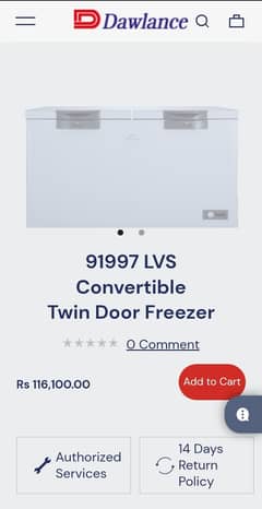 Dawlance 91997 LVS Twin Door Deep Freezer