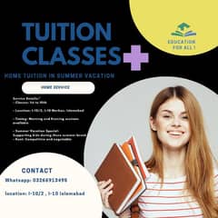 home tuition on summer vacation I-10/2 Islamabad