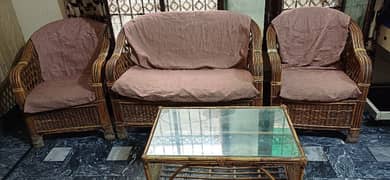 4 seater cane sofa set with table