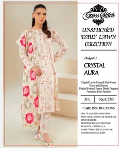 3pcs printed lawn unstitched suit embroidery ladies dress 03037770296