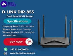 D-Link Wifi Router DIR-853 AC1300 MU-MIMO WiFi Router (Box Opend)