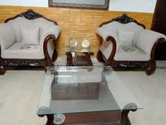 used shehsham 10 seater sofa with three tables for sale urgenlty