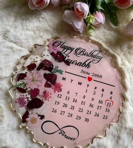 Resin Anniversary & Birthday Tray with stand 5