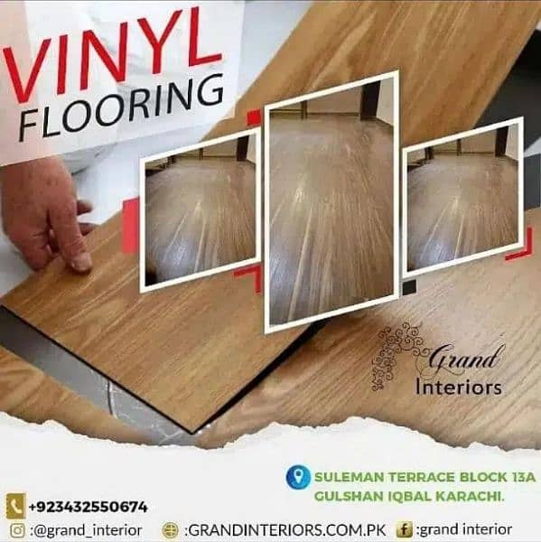 vinyl flooring wooden floor pvc laminated spc floor by Grand interiors 0