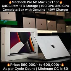 Macbook Pro M1 Max 1TB 64GB 16 Inch 32GB 512GB 16GB 256GB 2021 M3 M2