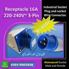 Receptical 16A 220V industrial 3 Pin socket Male Femaile