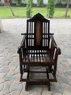 handmade oak wood swinging chair