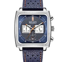 SANOR Monaco Chronograph Calibre 12 Men Luxury Quartz Leather Strap Sq