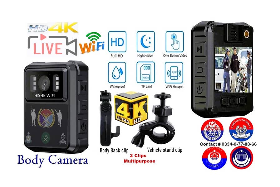 4K Police Body Worn Camera Body Cam WiFi Cctv Dash Cam & Rider Camera 9