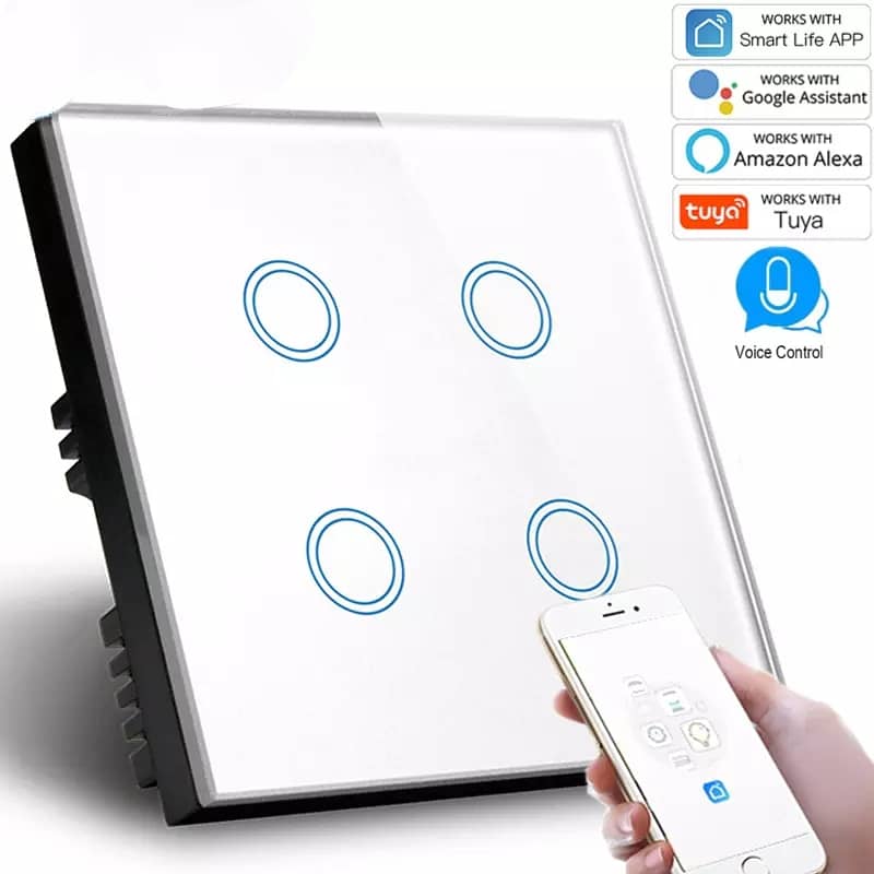 4 Gang smart wifi touch switch compatible with alexa n google 4