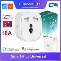16A Smart Wifi Universal Plug PowerMeter Compatible with alexa n googl