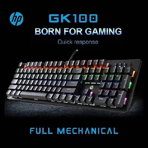 Mechanical Backlit Gaming Keyboard HP GK100 RGB with Blue Switch 0