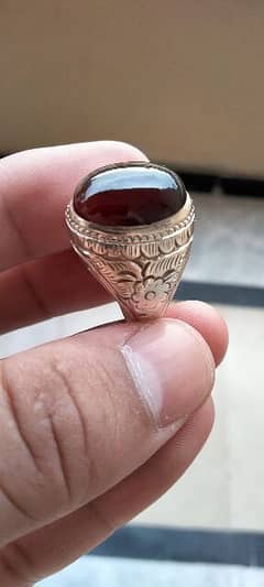 Natural Yamni Aqeeq Stone Old Silver Ring