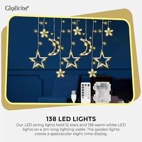 GloBrite Curtain Lights with 138 LED Lights | Battery OPERATED 5