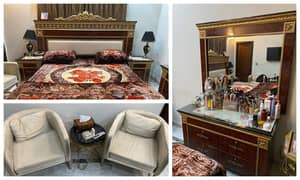 double bed, bed with Mattress, Dressing Table, Chairs, Coffee Table