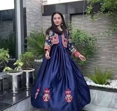 2 Pcs Women's Stitched Silk Embroidered Maxi