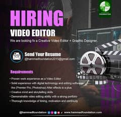 We need a Video Editor + Graphics Designer (Full time)