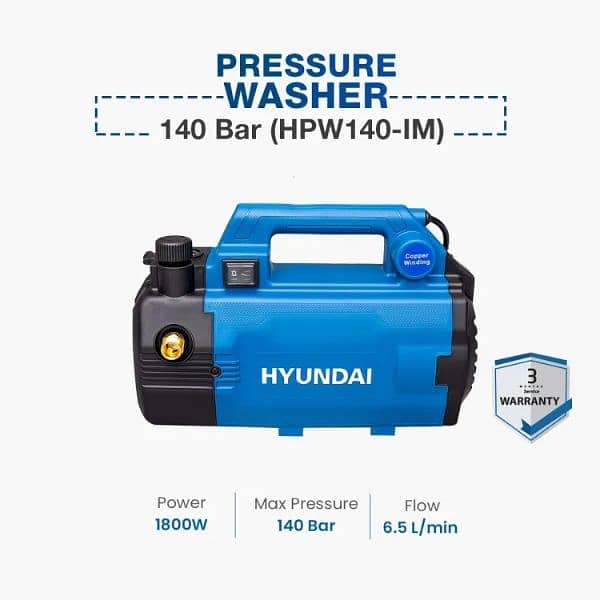 Hyundai Heavy Duty High Pressure Car Washer Cleaner - 140Bar - 2000Psi 1