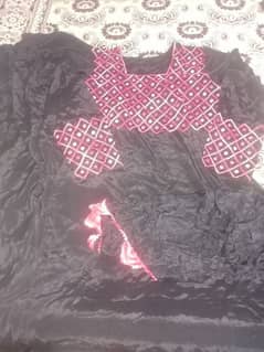 3 piece black kameez shalwar with hand made embroidery