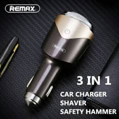Remax 3 In 1 Smart Car Charger & Safety Hammer & Shaver- New