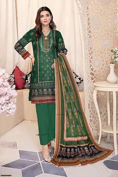 Amna B Husn-Yousaf 3 Piece Women Unstitched Lawn Embroidered Suit