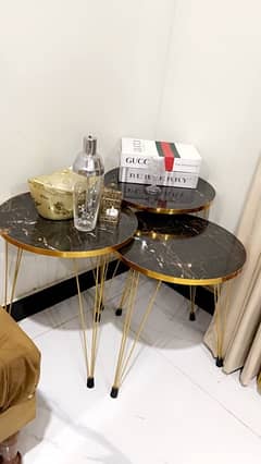 set of 3 nesting tables in gold