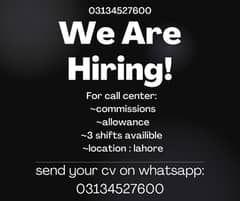 Urdu / english call center job in lahore
