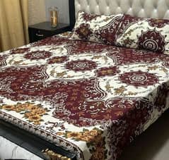 FREE DELIVERY  3 pcs Crystal Cotton Printed Double Bedsheet