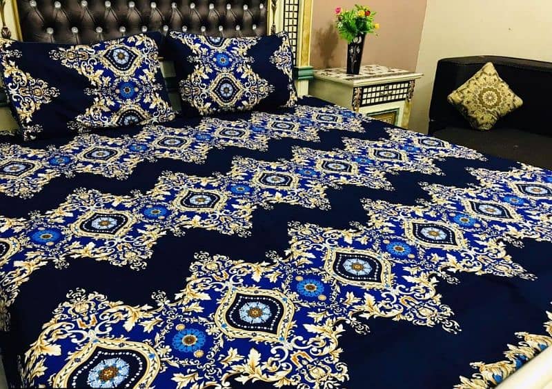 FREE DELIVERY  3 pcs Crystal Cotton Printed Double Bedsheet 11