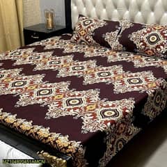 FREE DELIVERY  3 pcs Crystal Cotton Printed Double Bedsheet