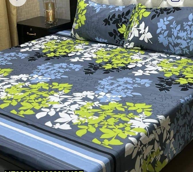 FREE DELIVERY  3 pcs Crystal Cotton Printed Double Bedsheet 12