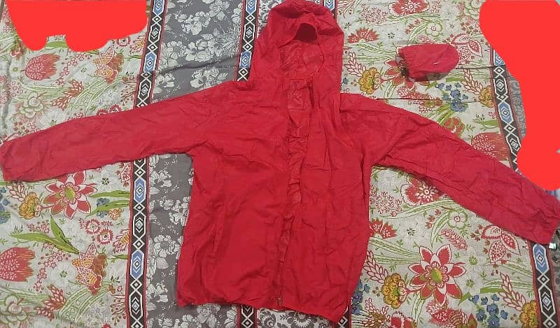 Red Rain Jacket Anti UV Sunlight Protection + Arm Covers 5