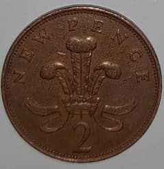 1971 2 New Pence Coin Queen ELIZABETH II_RARE Coin Bronze