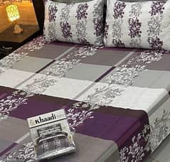 3 pcs cotton printed double size bed sheets