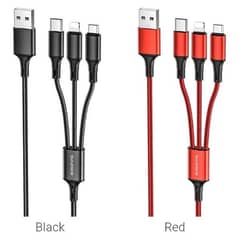 3 in 1 charging data cable for iphone, android, C-Type