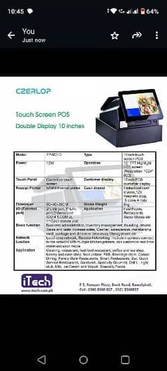 Billing Machine Touch Dual Display