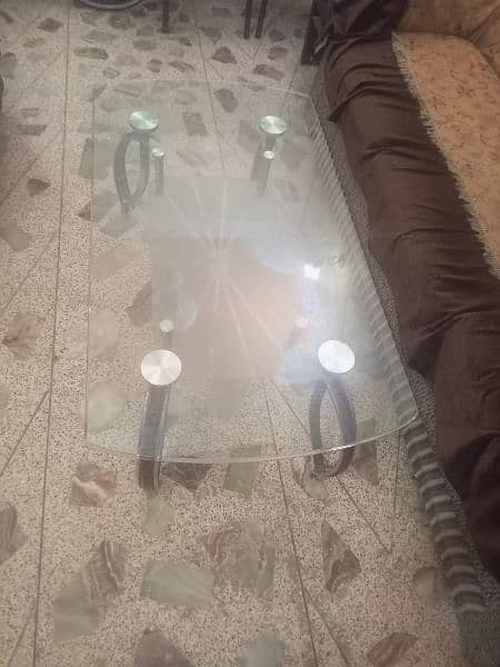 urgent sale tempered glass center table+ 1 side table + covers 1