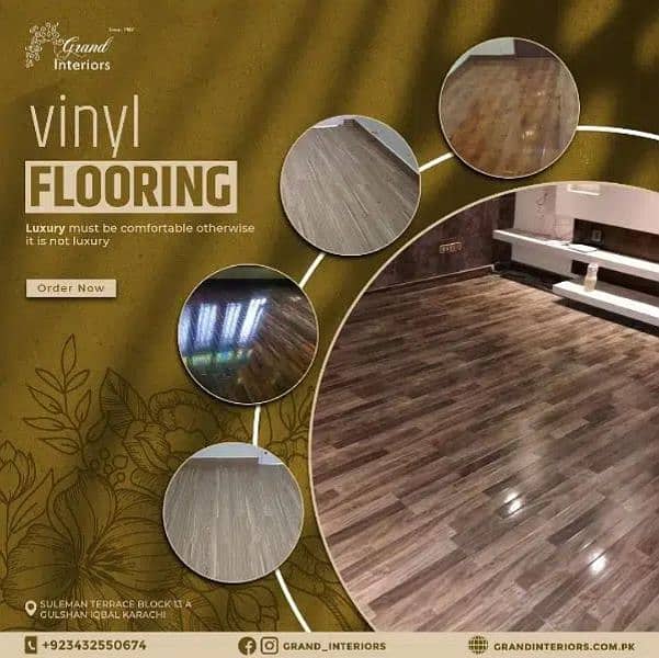 Vinyl flooring wooden floor pvc laminated spc floor by Grand interiors 0