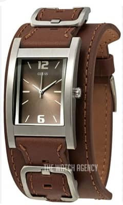 GUESS MENs DOUBLE LEATHER CUFF WATCH