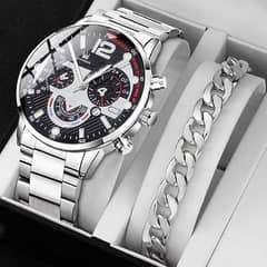 Stylish elegant Watch with bracelet gift for Men