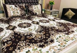 3 Pcs Crystal Cotton Printed Double Bed Sheets