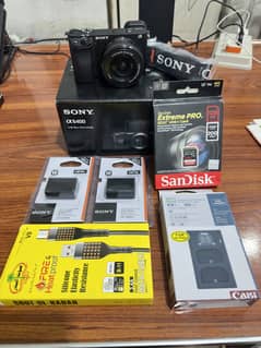 Sony a6400 with kit lens and box and accessories + 128 GB card