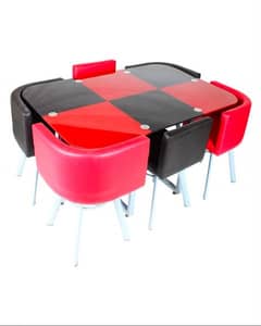 Dinning Table Red & Black 6 Person