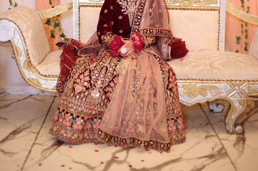 Velvet bridal dress/bridal Lehnga 1