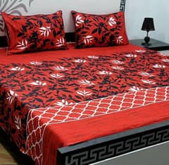 3 Pcs Crystal Cotton Printed double Bedsheet