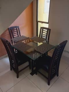 Elegant Wooden Dining Table Set with 4 Chairs - Like New!