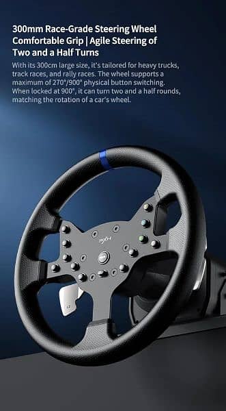 PXN-V99 Racing Steering Wheel with 3nm Feedback and Wheel 270°/900° 5