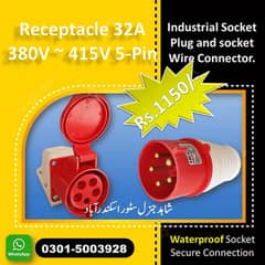 Receptical 32A 220V industrial 3 Pin socket Male Femaile